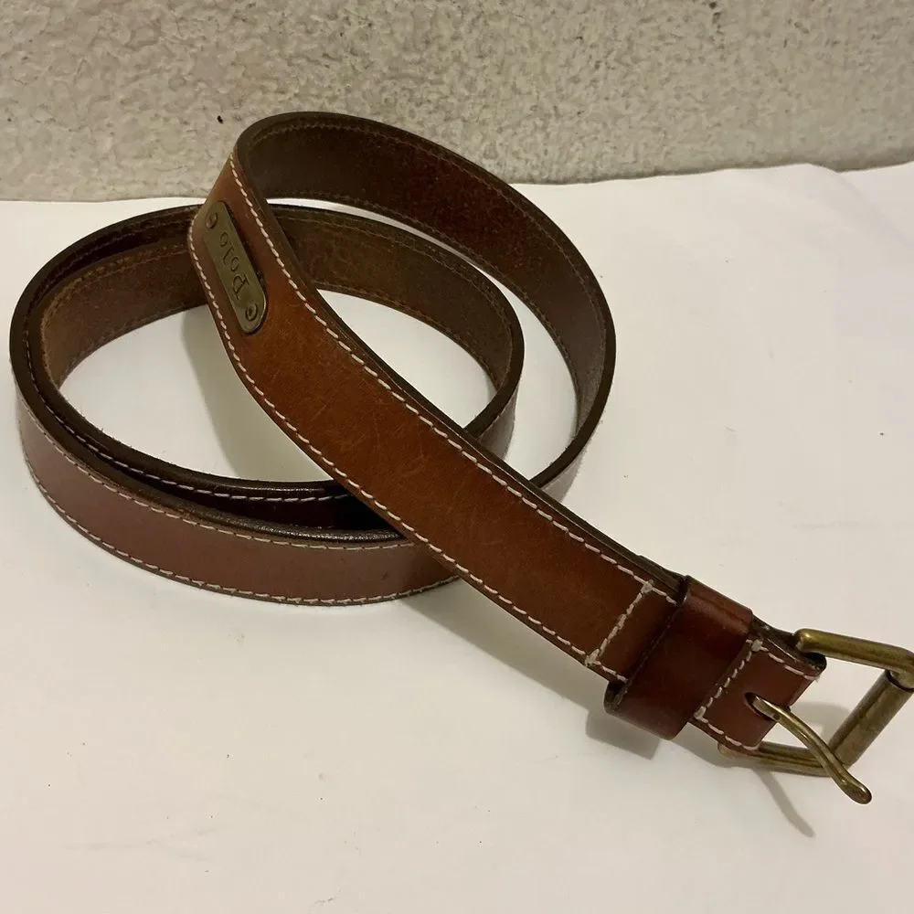 Vintage Polo by Ralph Lauren Brown Leather Belt 40/100 - Picture 2 of 5